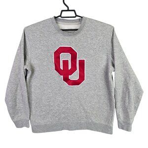 Mens Heather Gray Oklahoma Sooners Applique Fleece Pullover Sweatshirt Size XL